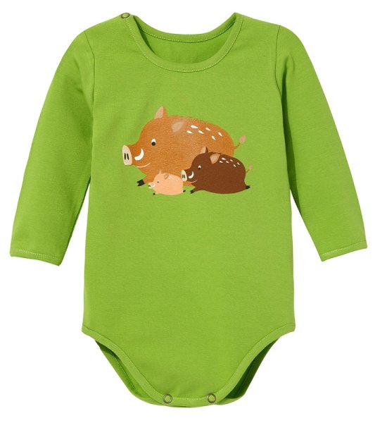 WADERA - Detské body dlhý rukáv - Diviak - Zelené