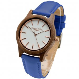 Sissy modré drevené hodinky