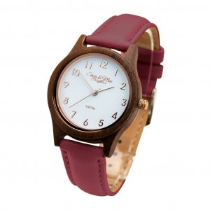 Sissy bordové drevené hodinky