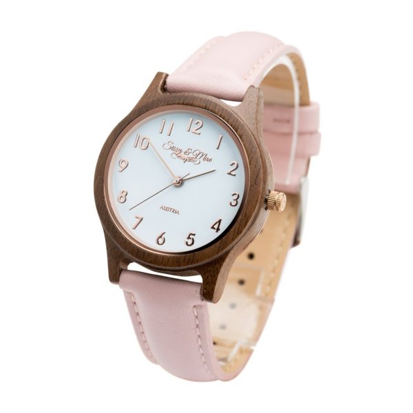 Sissy ružové drevené hodinky
