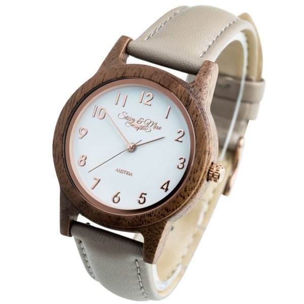 Sissy béžové drevené hodinky